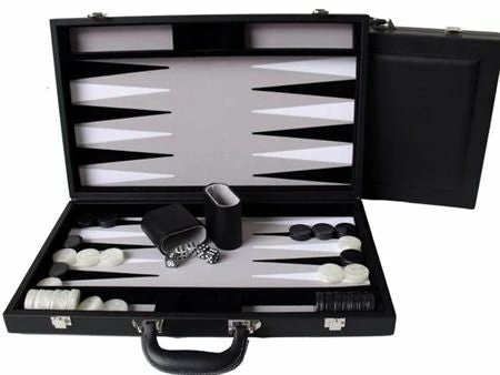 15inch Leather - Black - Backgammon - Dal Rossi 3 15inch Leather - Black - Backgammon - Dal Rossi