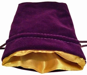 Small Purple With Gold Satin Lining - Velvet Dice Bag - MDG 3 Small Purple With Gold Satin Lining - Velvet Dice Bag - MDG