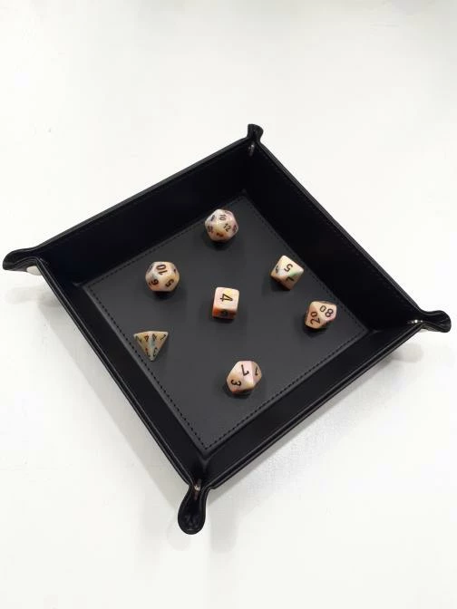 Black Leather Folding Dice Tray - 22x22cm 3 Black Leather Folding Dice Tray - 22x22cm