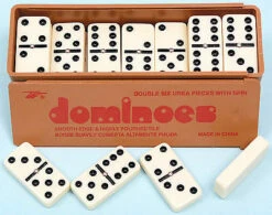 Double 6 Wooden Box Urea Pieces - Dominoes