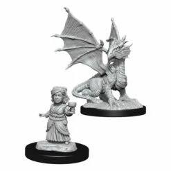 Dragon Silver Wyrmling & Female Halfling - D&D Nolzurs Marvelous Unpainted Minis