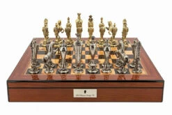 L2076DR - Renaissance On Walnut Finish Chess Box 20” With Compartments Chess SET