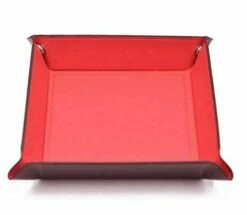 Red Leather Folding Dice Tray - 22x22cm