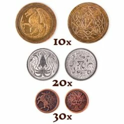 The Dragons Hoard - 60 Metal Coins In Leather Pouch