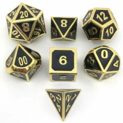 Alchemy Gold (7) - Metal Dice - Oakie Doakie Dice RPG Set