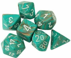 CHX27403 Marble Polyhedral OXI-CP Wh 7-Die Set Chessex