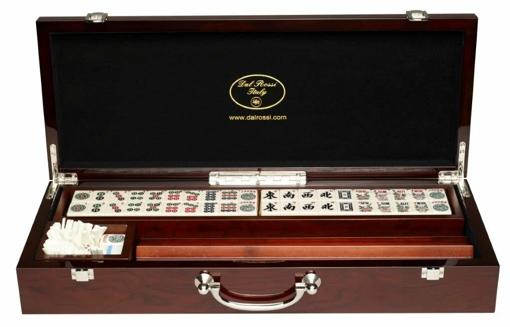 Mahjong Set- Large Wooden Case With Rail 3 Mahjong Set- Large Wooden Case With Rail